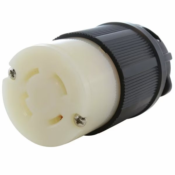 NEMA L16-30R 3-Phase 30A 480V 4-Prong Locking Female Connector with UL, C-UL Approval in Black, Ac Works, Mfr#: ASL1630R-BK